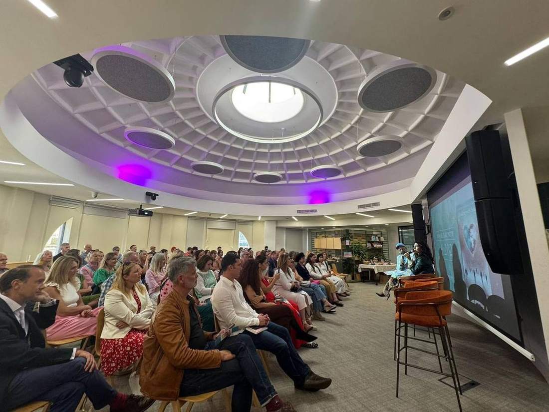 A full room listening to Marina at the Leading with Soul book launch