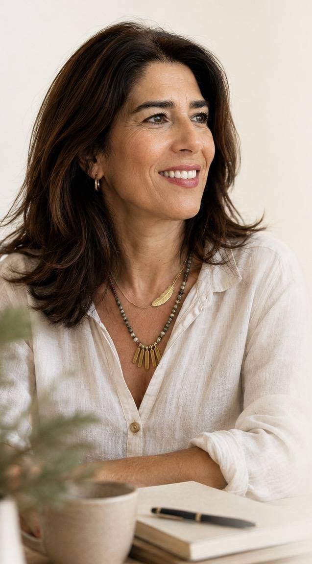 Marina Fernández Julián smiling at her desk